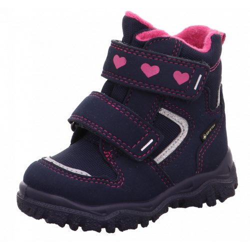 Vízálló bundás téli kislány sötétkék-pink Husky Superfit csizma