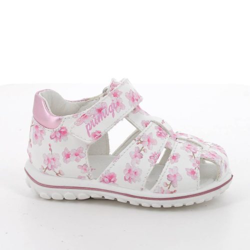 Primigi kislány zárt orrú baba szandál fehér alapon rózsaszín apróvirág mintával